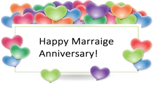 Colorful Hearts Marriage Anniversary Greeting PNG Image