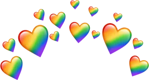 Colorful Hearts Pattern PNG Image