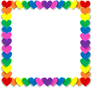 Colorful Hearts Valentine Border PNG Image