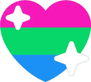 Colorful Heartwith Stars PNG Image