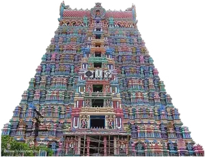 Colorful Hindu Temple Gopuram PNG Image