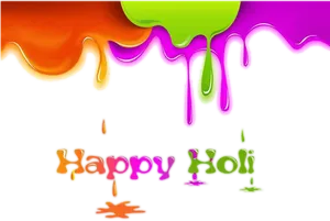 Colorful Holi Greeting PNG Image