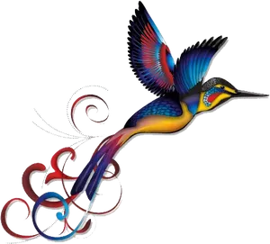 Colorful Hummingbird Tattoo Design PNG Image