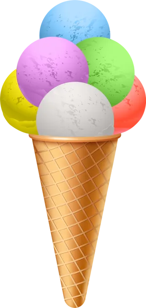 Colorful Ice Cream Scoops Cone PNG Image