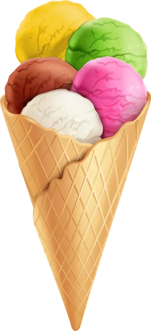 Colorful Ice Cream Scoopsin Cone PNG Image