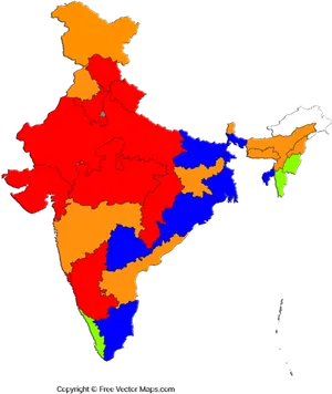 Colorful India Map PNG Image