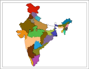 Colorful India Political Map PNG Image