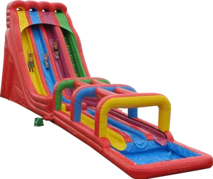 Colorful Inflatable Water Slide With Pool PNG Image