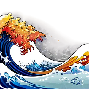 Colorful Japanese Wave Art Png Oor10 PNG Image