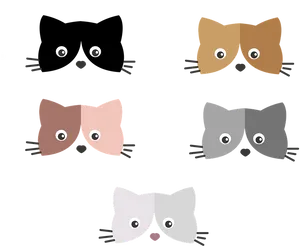 Colorful_ Kitten_ Faces_ Vector_ Illustration PNG Image