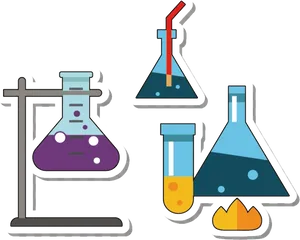 Colorful Laboratory Flasks PNG Image