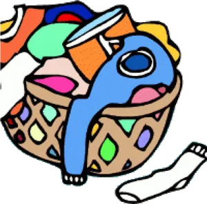 Colorful Laundry Basket Cartoon PNG Image