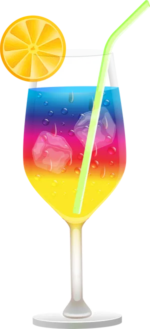 Colorful Layered Cocktail Illustration PNG Image