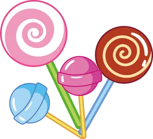 Colorful Lollipops Vector Illustration PNG Image