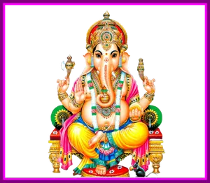 Colorful Lord Ganesh Artwork PNG Image