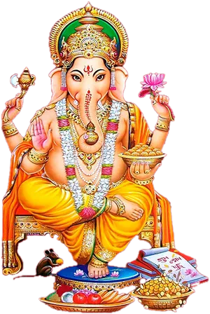 Colorful Lord Ganesh Artwork PNG Image