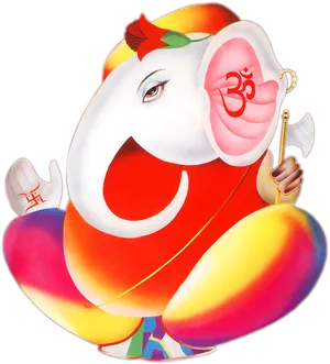 Colorful Lord Ganesh Artwork PNG Image