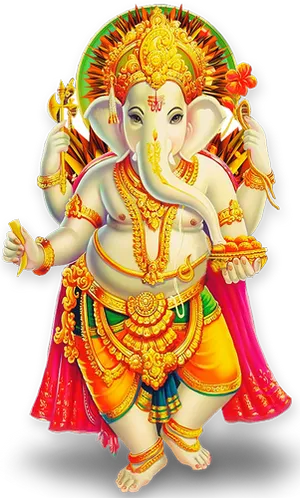 Colorful Lord Ganesh Illustration PNG Image