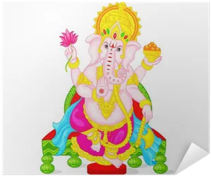 Colorful Lord Ganesha Illustration PNG Image