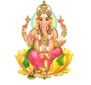 Colorful Lord Ganesha Illustration PNG Image