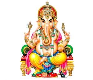 Colorful Lord Ganesha Illustration PNG Image