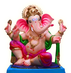 Colorful Lord Ganesha Statue PNG Image