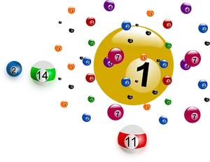 Colorful Lottery Balls Floating PNG Image