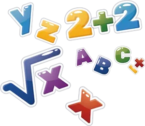 Colorful Math Symbolsand Operations PNG Image