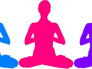 Colorful Meditation Silhouettes PNG Image