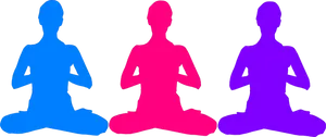 Colorful_ Meditation_ Silhouettes PNG Image