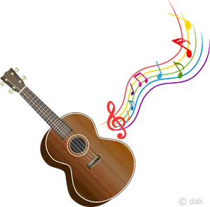 Colorful Melody Guitarand Notes PNG Image