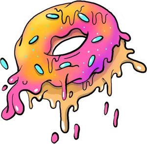 Colorful Melting Donut Illustration PNG Image