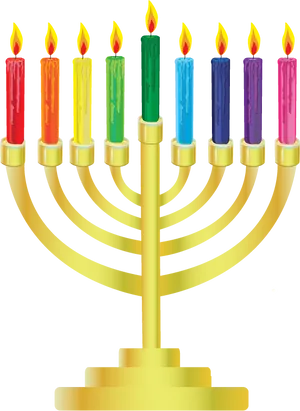 Colorful Menorah Hanukkah Celebration PNG Image