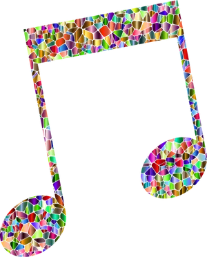 Colorful Mosaic Music Note PNG Image