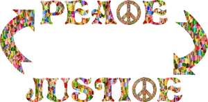 Colorful Mosaic Peaceand Justice Text PNG Image