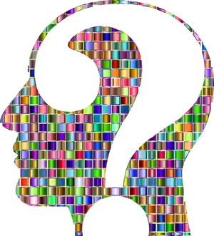 Colorful Mosaic Question Mark Profile PNG Image