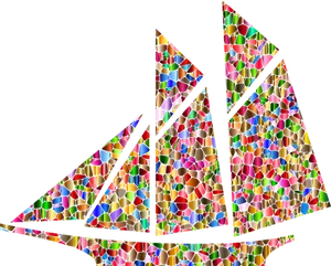 Colorful Mosaic Sailboat Artwork PNG Image