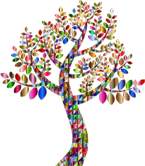Colorful Mosaic Tree Art PNG