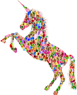 Colorful Mosaic Unicorn PNG Image