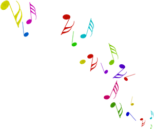 Colorful Musical Notes Background PNG Image