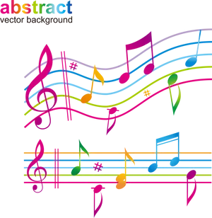 Colorful_ Musical_ Notes_ Vector_ Background PNG Image