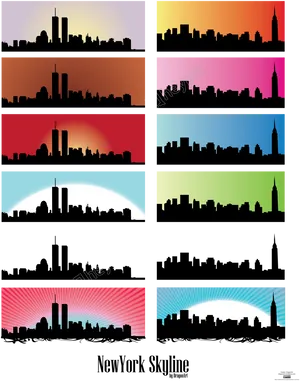 Colorful_ New_ York_ Skyline_ Silhouettes PNG Image