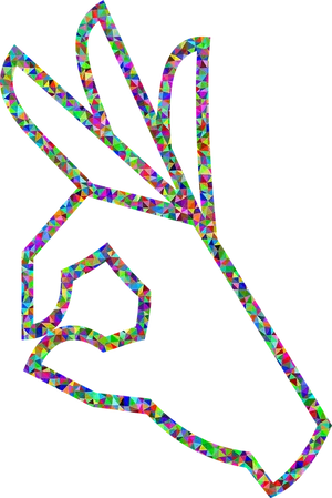 Colorful O K Gesture Outline PNG Image