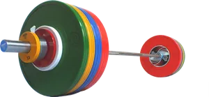 Colorful Olympic Weightlifting Barbell PNG Image