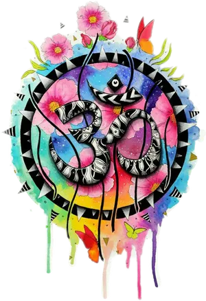 Colorful Om Symbol Artwork PNG Image