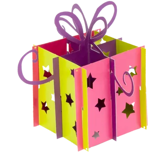 Colorful Paper Gift Box Cutout PNG Image