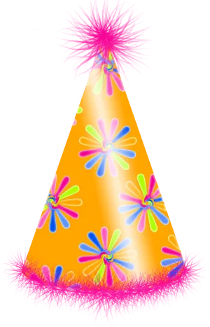 Colorful Party Hat Black Background PNG Image