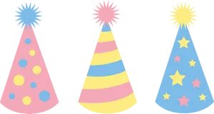 Colorful Party Hats Vector Illustration PNG Image