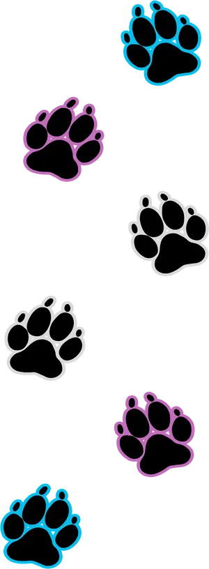 Colorful Paw Prints Pattern PNG Image