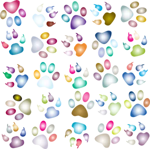 Colorful Paw Prints Pattern PNG Image